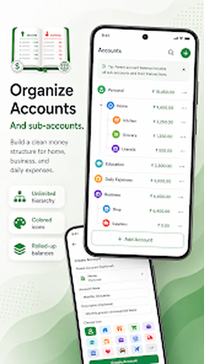 My Money Ledger accounts screen